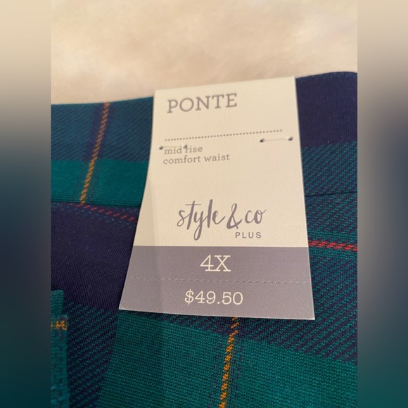 Style & Co Plaid  Pointe Paint Leggings - Size 4 x - Picture 9 of 11